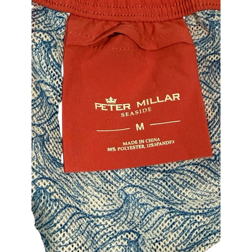 Peter Millar Swim Shorts Trunks Orange Salmon Seaside Lined Swimwear Men's Sz M